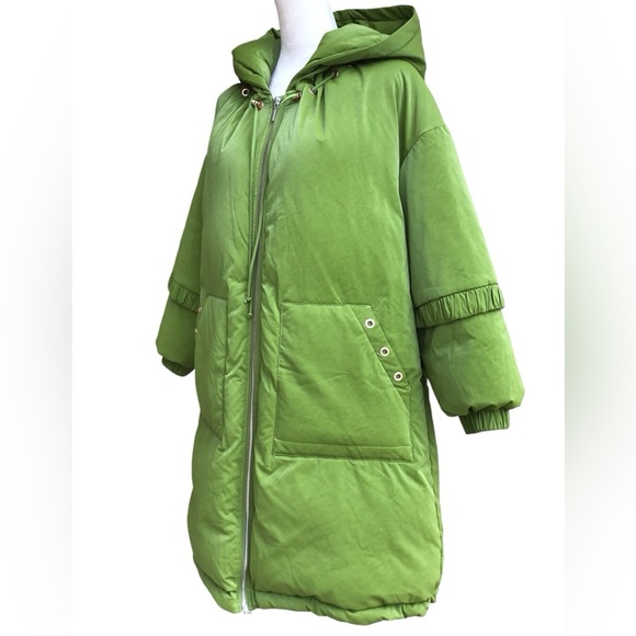 Nap Duck Down Oversized Hooded Puffer Coat Green NEW - Picture 8 of 13